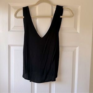 ASTR Black Cross Back Silk Beland Crepe Top